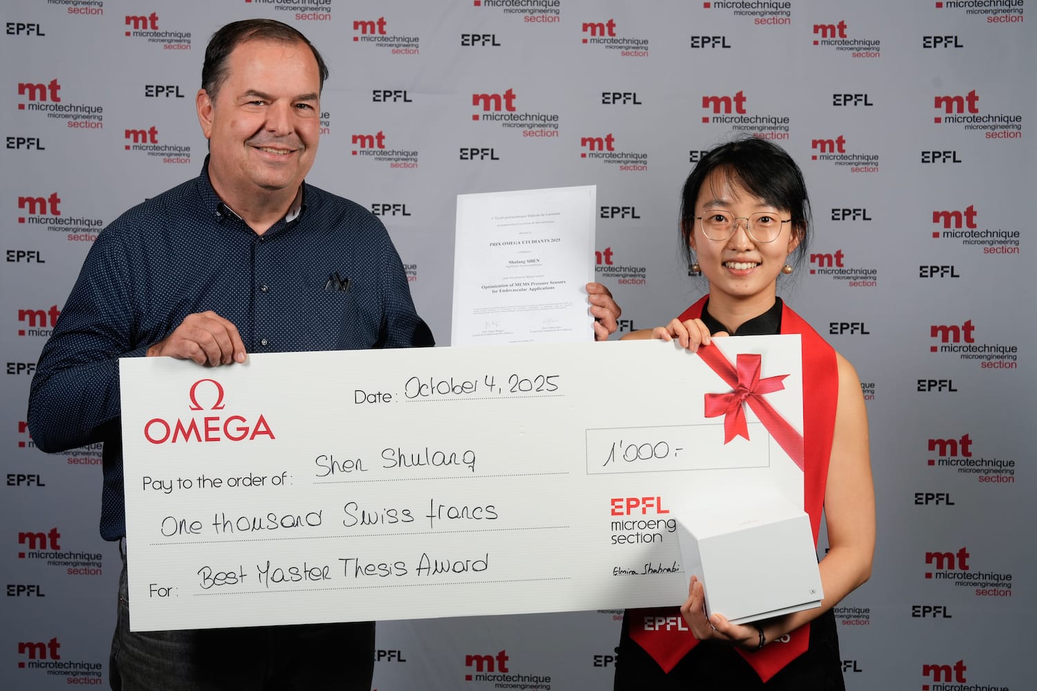 Remise du Prix Etudiant 2025à Mme Shulang Shen à l’EPFL
